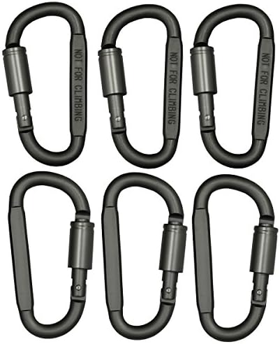 CenBuy 3.15 inch Aluminum Carabiner Locking D Shape Buckle Pack, Keychain Clip, Spring Snap Key Chain Clip Hook Buckle 6 PCS (Tarnish)