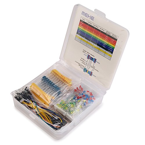 MEHE Basic Starter Kit, Values Resistor Kit Assortment 4 in 1 Electronics Components,Breadboard,Color LED,Jumper Wires for Arduino,Raspberry Pi