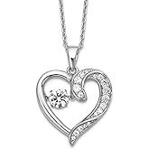 JewelryWeb 925 Sterling Silver Rhodium Plated Brilliant-cut Vibrant CZ Love Heart Necklace With 2 Inch Extender 18 Inch Pendant Necklace for Women