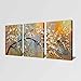 ARTLAND Canvas Wall Art Pictures Decor Ready to Hang Floral Artwork for Walls Home Decorations for Living Room 'Exquisite Yellow Plum' 3 Piece Wall Artwork Framed
