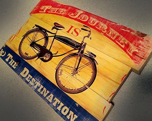 Vintage Bicycle Wall Art on Solid Wood Boards - The Journey is the Destination