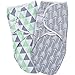 BaeBae Goods Swaddle Blanket, Adjustable Infant Baby Swaddling Wrap Set of 4, Baby Swaddling Wrap Blankets for Boys and Girls Made in Soft Cotton (0-3 Months, Green/Grey Triangles)