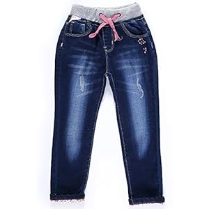 LITTLE-GUEST Girls’ Pull On Drawstring Waistband Jeans Place Straight Fit Toddler Kids Denim Pants G116 www.denim.fit