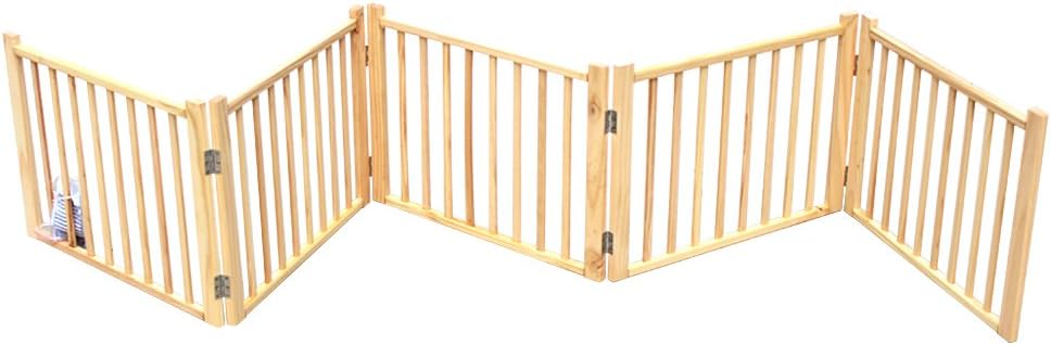 Beaks And Paws B&P 5-Panel Folding Exercise Yard Fence for Pets Natural Wooden Gate (5-Panel, Natural wood)