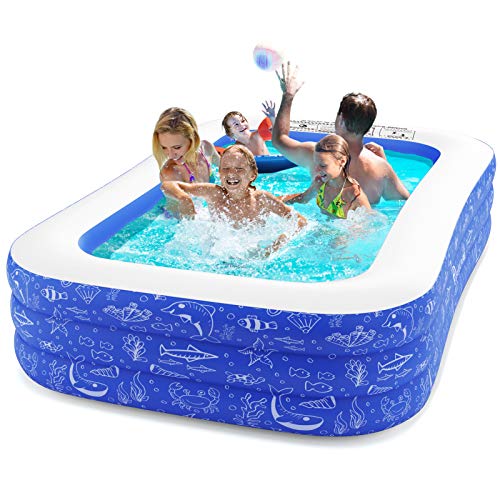 PERLECARE Inflatable Pool, Swimming Pool for Kiddie, Kids, Adults, Toddlers, 120'' x 72'' x 22'' Backyard/Garden/Outdoor…
