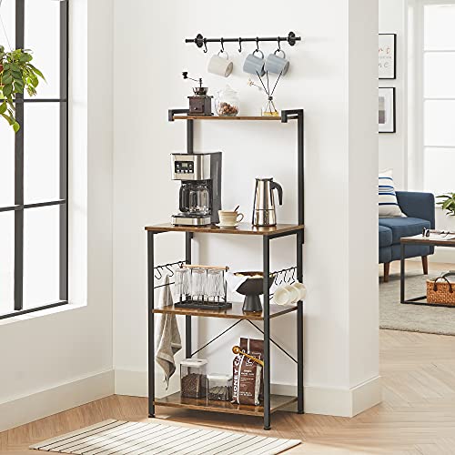 VASAGLE Kitchen Storage, Bakers Rack, Coffee Bar, 3Tier Shelf, 6 S