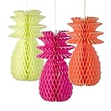 Talking Tables Decadent Decorations Hanging Honeycomb Pineapple Décor  for a BBQ, Luau, or Summer Party, Multicolor (3 Pack)