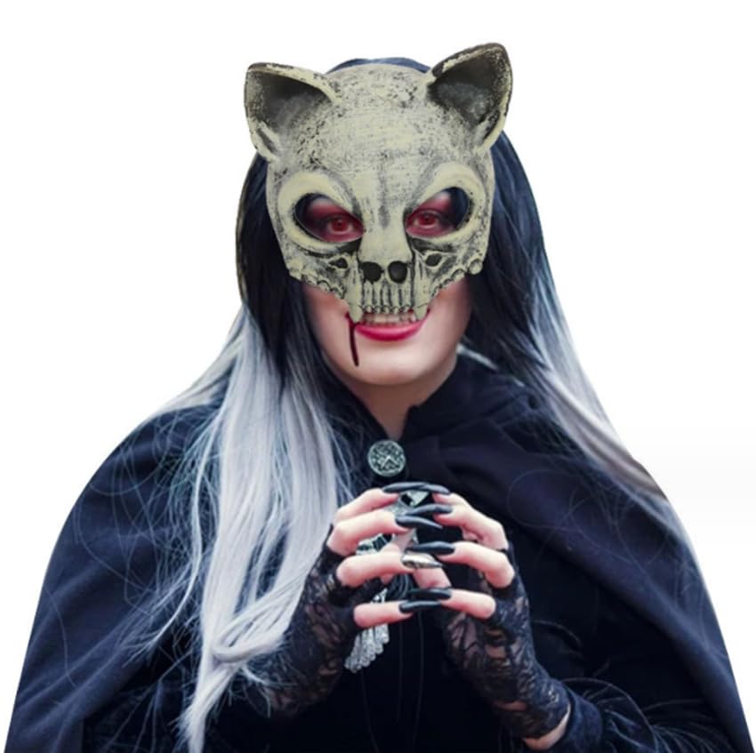 Ghost Mask Skull Full Face Mask Halloween Horror Mask Creepy Party Mask Scary Cosplay Mask Skeleton Mask Realistic Zombie Mask Dead Evil Mask Grim Reaper Dress Up Fancy Dress Halloween Party Prop