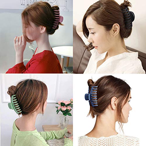 6Pcs 4 Inch Matte Plastic Hair Claw Clips,Large Nonslip Hair Claw Clips Strong Hold Thick Hair for Women and Grils(6 Color Available)