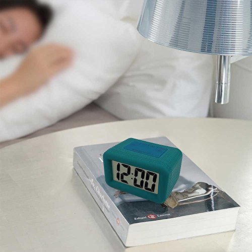 Digital Alarm Clock Table Electronic Clock with Rubber Case Display Time/Alarm, Snooze/Backlight, Adjustable Light Dimmer Battery Operated Bedside Desk/Shelf Clock, Gift for Kids/Teens/Home, Green - Thumbnail 5