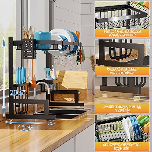 PUSDON Over Sink Dish Drying Rack (26"38"), Adjustable Large Dish