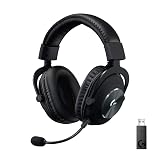 Logitech G PRO X Wireless Lightspeed Gaming Headset with Blue VO!CE Mic Filter Tech, 50 mm PRO-G Drivers, and DTS Headphone:X 2.0 Surround Sound, 20+ Hour Battery Life - Black