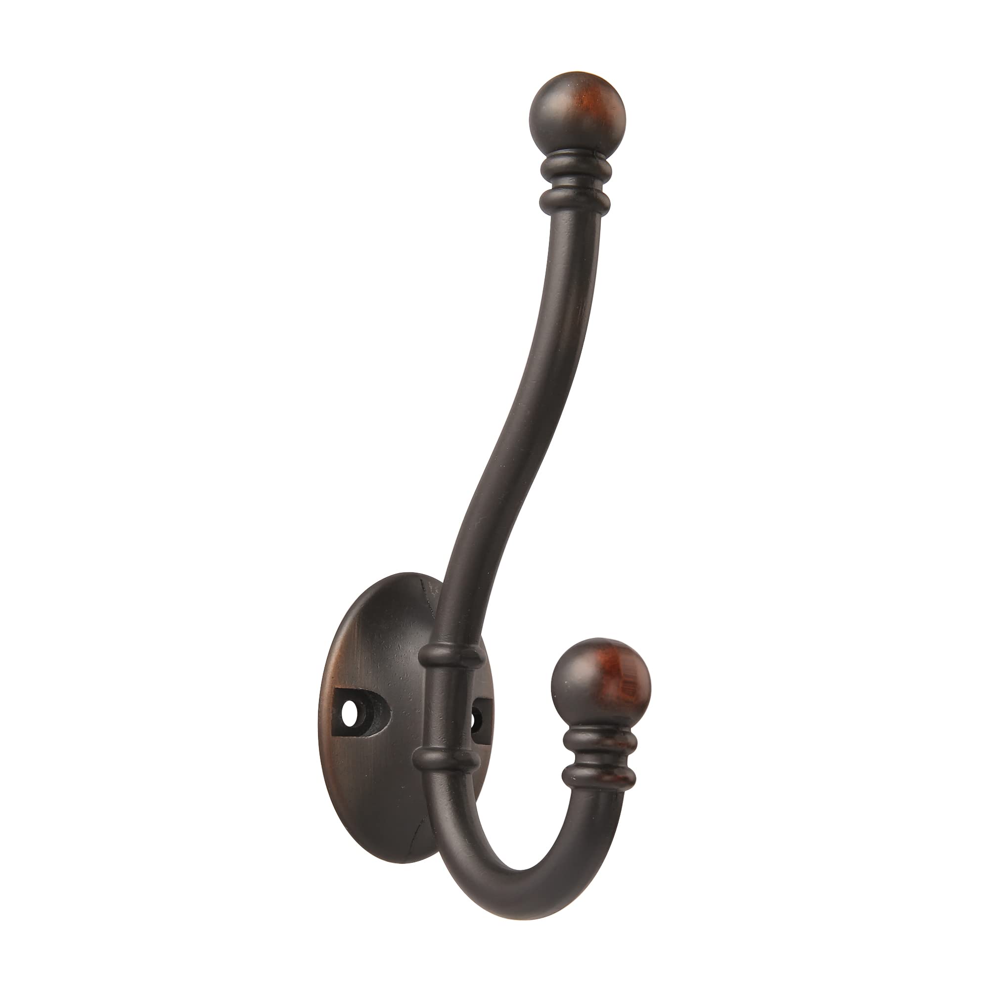 HASWARE 6 PCS Double Prong Robe Hook, Large Dual Coat Hooks with 12 Pieces Screws Wall Mounted Robe Antique Hooks Hangers Heavy Duty for Home Coats Hat Clothes Hanger Towel Keys (Oil-Rubbed Bronze)