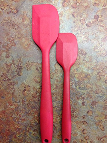 EpicSweetProducts - Set Of 2 Red Silicone Spatulas - 1 Large, 1 Small - Exclusive Free Recipe From EpicSweet.com