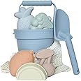 ForeverElla Silicone Beach Toy Set - Eco-Friendly, Easy to Clean, 5 Sand Toy Molds, Shovel & Beach Bag - Beach Toys for Kids Ages 4-8, Toddlers 1-3, Baby Beach Toys - Travel Friendly