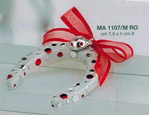 HORSESHOE LUCKY LADYBIRD WITH A RED POIS CM7, 50X9 ROLLED SILVER MADE IN ITALY