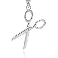 Fine 925 Sterling Silver Hair Stylist Scissor Charm Pendant | Diamond Cut Salon Jewelry Gift For Hairstylists