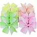 20 Pair 3in Pinwheel Rainbow Bows Grosgrain Ribbon Hair Clips For Baby Girls Teens Kids Toddler Gifts Accessories