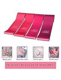 Cabepow Resistance Loop Exercise Bands, Exercise Fitness Resistance Band for Home Fitness,Crossfit, Stretching, Strength Training, Physical Therapy, Natural Latex Workout Bands, Pink Set of 4.