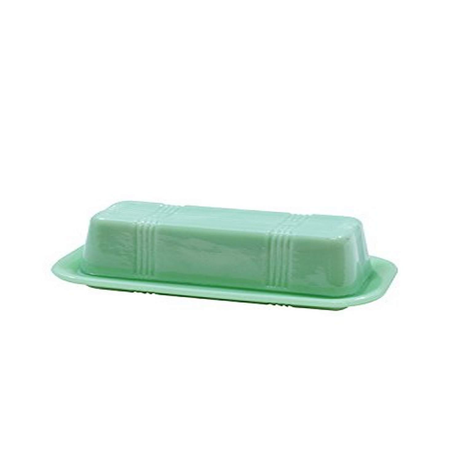 Photo 1 of Tablecraft HJ124 Jadeite Glass Collection Butter Dish, 6.75 x 3.25 x 2.25, Green