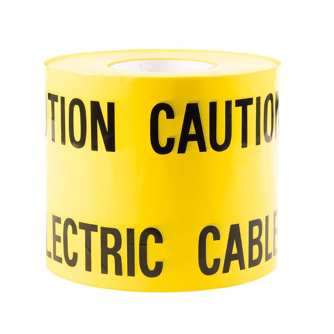 GTSE Black and Yellow Caution Electric Tape - 150mm x 365m, 1 Roll Warning Tape for Underground Cables