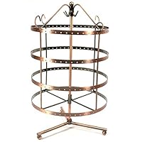 4 Tiers Copper Color Rotating 92 Pairs Earring Holder ~Necklace Organizer Stand ~ Jewelry Stand Display Rack Towers