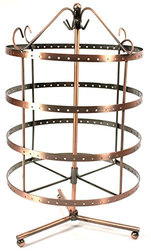 4 Tiers Copper Color Rotating 92 Pairs Earring Holder ~Necklace Organizer Stand ~ Jewelry Stand Display Rack Towers