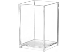 Clear Acrylic Pencil Pen Holder Cup, Clear Makeup Brush Holder, Acrylic Desk Accessories, Stationery Organizer for Office Des