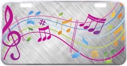 Music License Plate with Vivid color and Detail Images-11.8" X 6.1" inches-Silver Trim