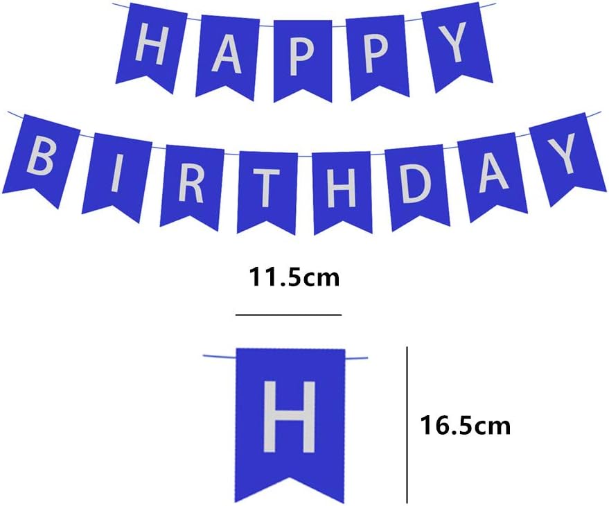 Senmaid Happy Birthday Banner Blue, Boys Birthday Large Hanging Bunting Garland Party Decoration for Boys Kids Deep Blue - Image 3