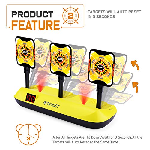 UWANTME Digital Targets for Shooting Compatible with Nerf Guns-Electronic Scoring Auto Reset 3 Targets for Kids - Thumbnail 3