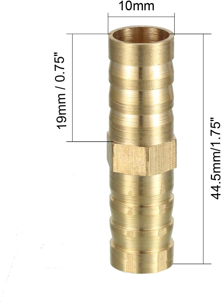 sourcing map 12mm Brass Barb Hose Fitting Straight Connector Coupler, Gold - Image 3