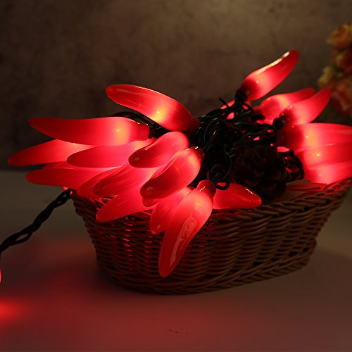 LIDORE Chili Pepper String Light Summer Kitchen Garden Patio Decoration Fairy Light Connectable Plug in UL Listed 35 Counts Red Chili