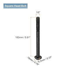 uxcell 2Pcs Square Head Bolts, 1/2-13x6 Black Oxide