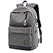 Hoperay G-12 Men Canvas Hoperay College Student School Bags for Teenagers Vintage Mochila Casual Travel Daypack Laptop Backpacks with USB Charging Port Fits 15Inch Laptop, Grey