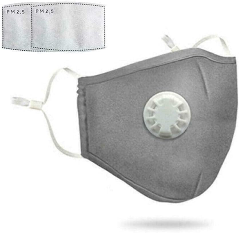 Mintiml Washable Reusable N95 Anti Air Pollution Face Mask with Respirator &2 Filters for Running Cycling Outdoor Activities(1 mask+2 Filters) (Gray)