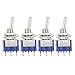 Amico 4 Pcs AC 125V 6A 3 Pin SPDT On/Off/On 3 Position Mini Toggle Switch Blue