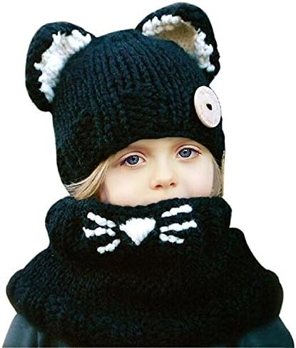 Summer Mae Winter Kids Warm Fox Animal Hats Knitted Coif Hood Scarf Beanies for Autumn Winter