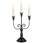 Sziqiqi Black Candelabra Candle Holder: 3 Arms Candelabra for Halloween | Easy Assembly, Metal Candlestick Holder for Halloween Table Centerpieces, Vintage Candleholder for Christmas Coffee Table