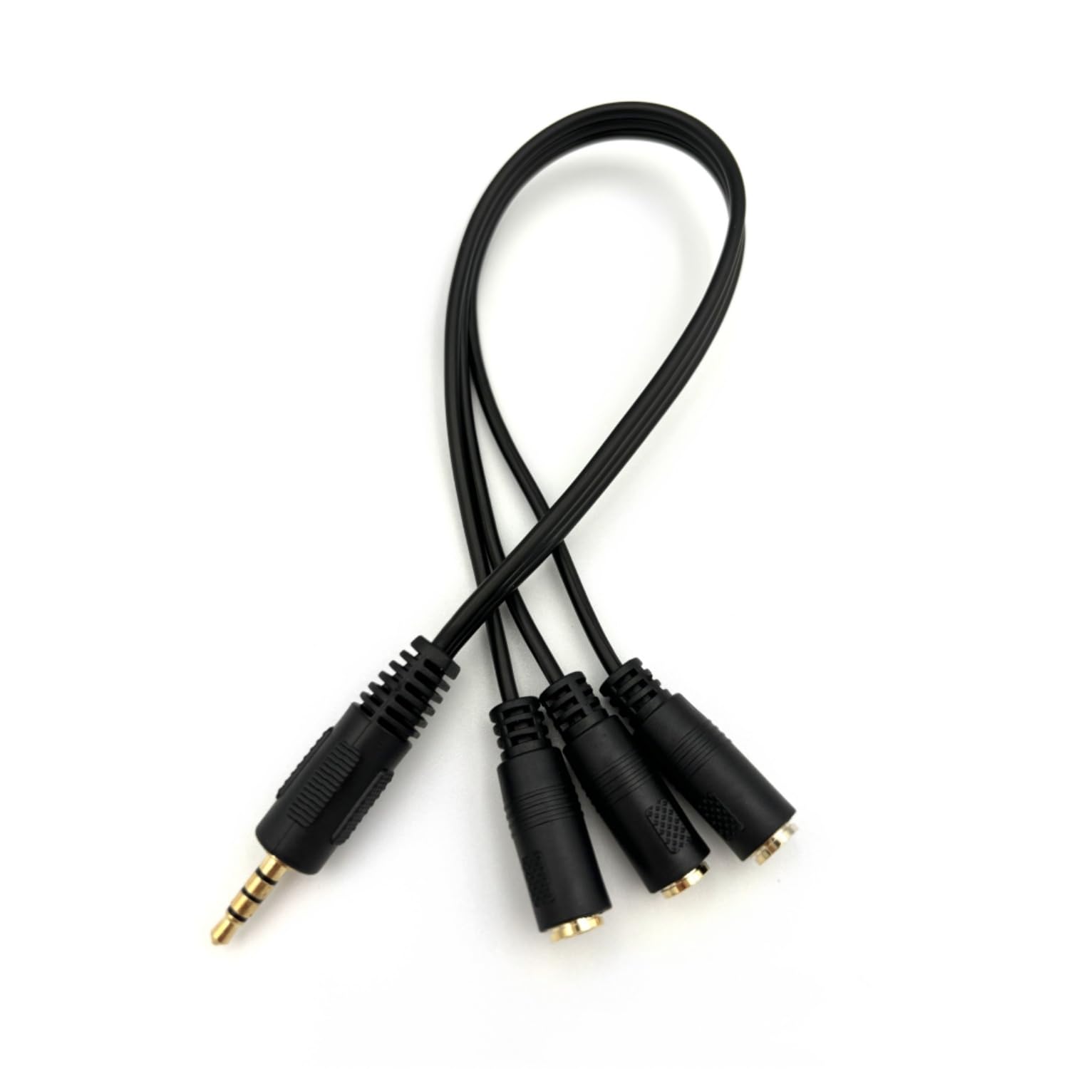 Qczhiwen 3.5mm Headphone Splitter 1 to 3-Ways 3.5mm (1/8") TRRS 4-Pole Gold Plated Male to 3-Female Stereo Jack Splitter Audio Cable Connectors 30cm