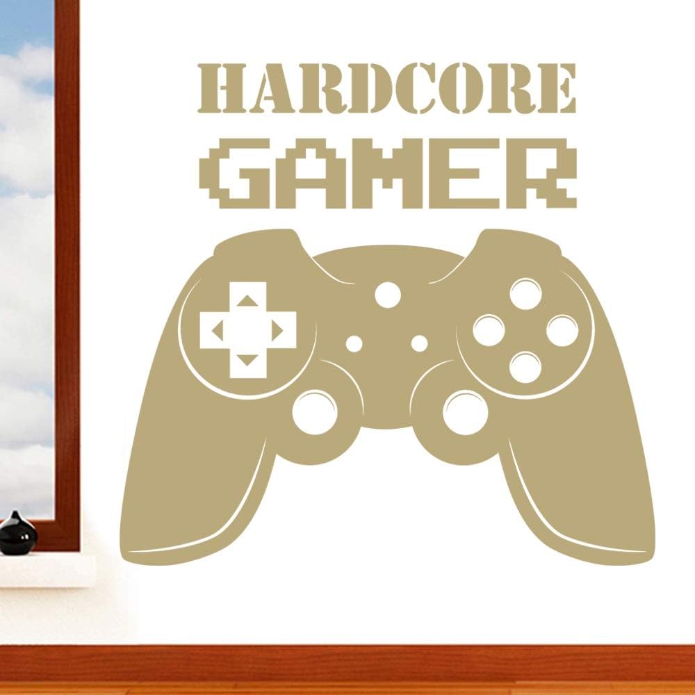 Rubybloom Designs Hardcore Gamer Quote Boys Computer Game Controller Art Mural Wall Sticker