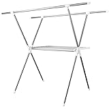 高耐荷重 洗濯物干しスタンド 室内 ベランダ 物干しラック - DURA DRY ステンレス 防錆 コンパクト 約5人用 幅94~146×奥行65×高さ135cm 耐荷重60KG 2年品質保証 YB-0309-02