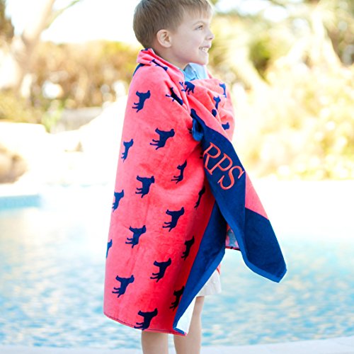 VIV & LOU High Fashion Print Beach Towel can be Personalized or Monogrammed (Personalized Dog Days)
