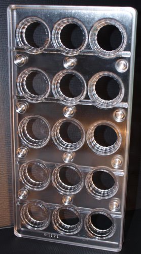 Magnetic Chocolate Mold 2 pc. Fluted Round 32mm Dia Top, 30mm Dia Bottom, 15mm High 15 Cavities