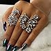 Denifery Women's Ring Unique Vintage Silver Ring Woodland Vine Ring Flower Cirrus Leaf Finger Ring Floral Accessories Gift for Girls Sisters Band Ring (Set of 4)