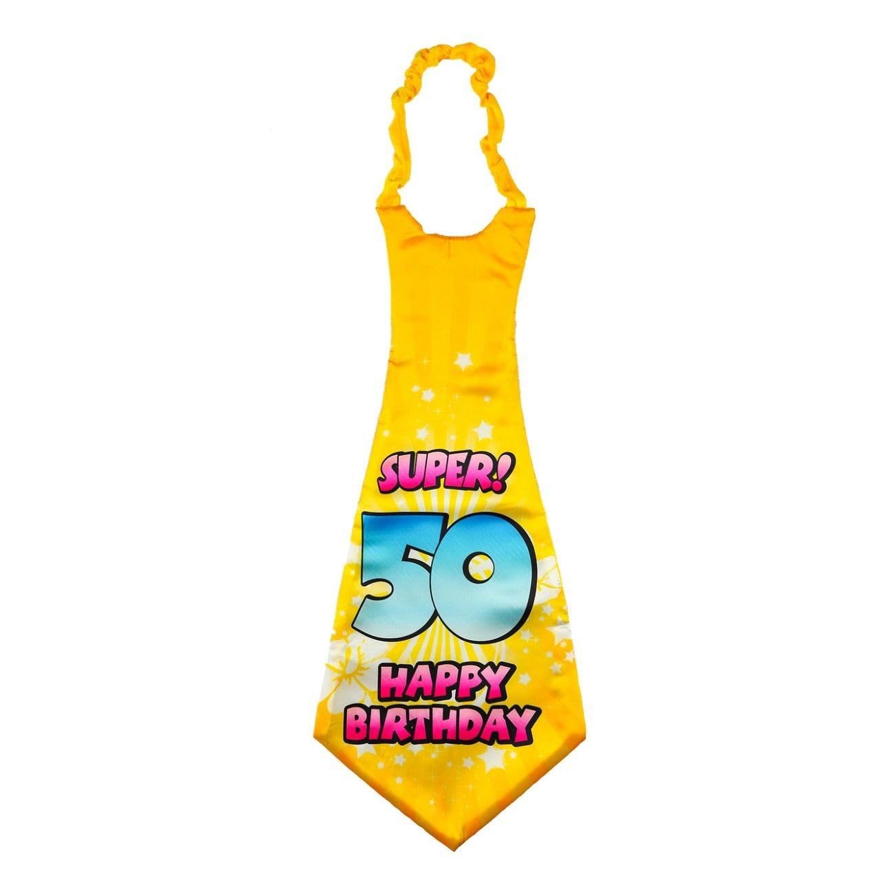 Happium Super Happy 50 Birthday Tie Number 50 Birth Day Party Supplies, Party By Age 50 Ideas and Decorations Funny Sash