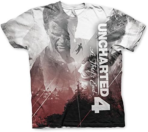 Officially Licensed Merchandise Uncharted Allover T-Shirt (Multicoloured), Medium