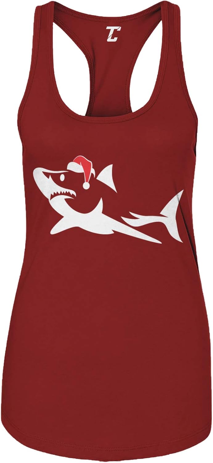 Christmas Shark Silhouette - Xmas Santa Claus Women's Tank Top