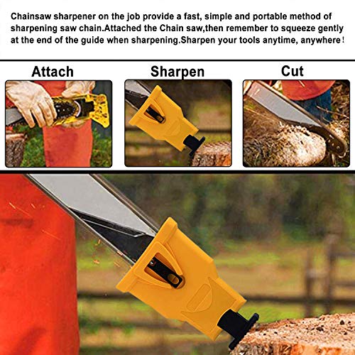 Chainsaw Sharpener,IELECMG Chainsaw Teeth Sharpener Work Sharp Chain Saw Sharpener Kit Chain Saw Blade Sharpener (chainsaw with two holes)