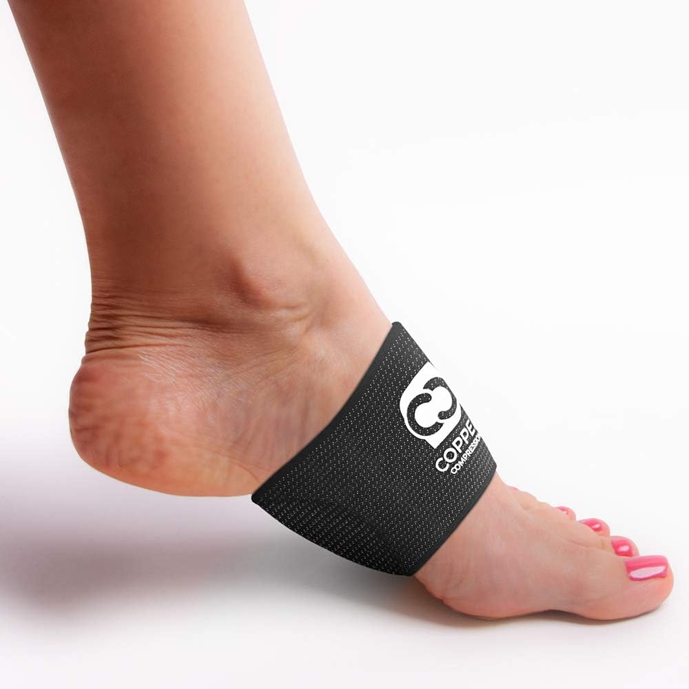 Copper Compression Padded Arch Support - 2 Padded Plantar Fasciitis Sleeves. Guaranteed Highest Copper Arch Supports with Pad. Planter Fasciitis Support Braces for Foot Care, Feet Pain, Flat Arches: Health & Personal Care